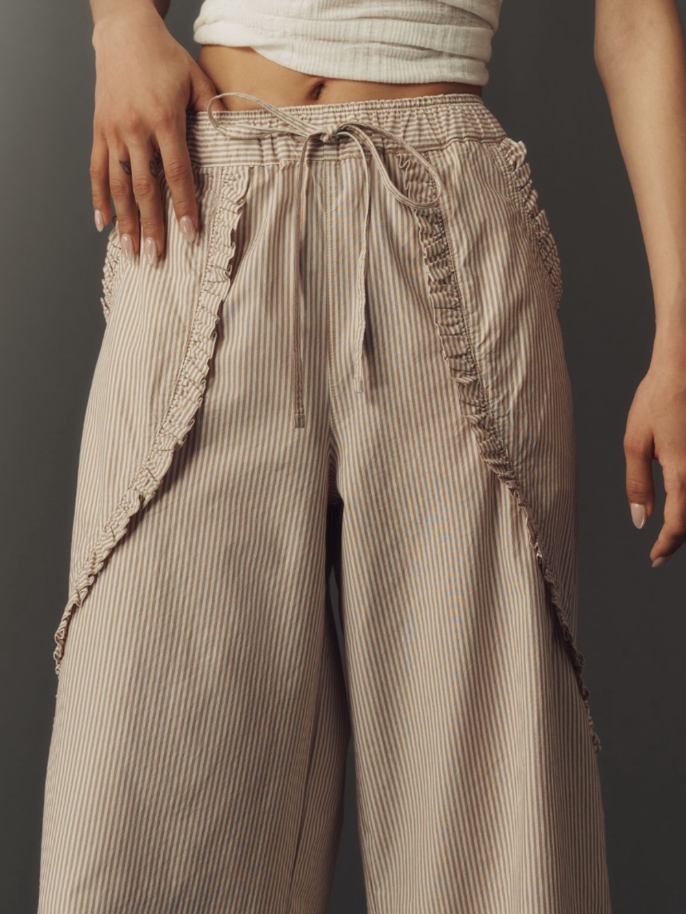 Pilcro Ruffle Easy Wide-Leg Pull-On Pants - Picture 2 of 9
